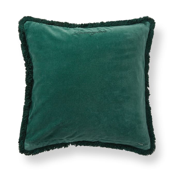 Organic cotton velvet fringe cushion cover 50x50 cm., Green Lexington