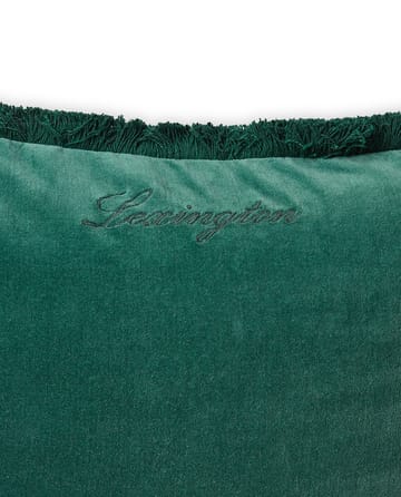 Organic cotton velvet fringe cushion cover 50x50 cm. - Green - Lexington