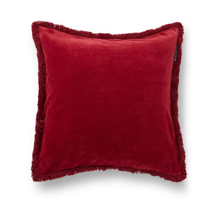 Organic cotton velvet fringe cushion cover 50x50 cm. - Red - Lexington