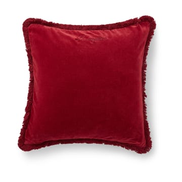 Organic cotton velvet fringe cushion cover 50x50 cm. - Red - Lexington