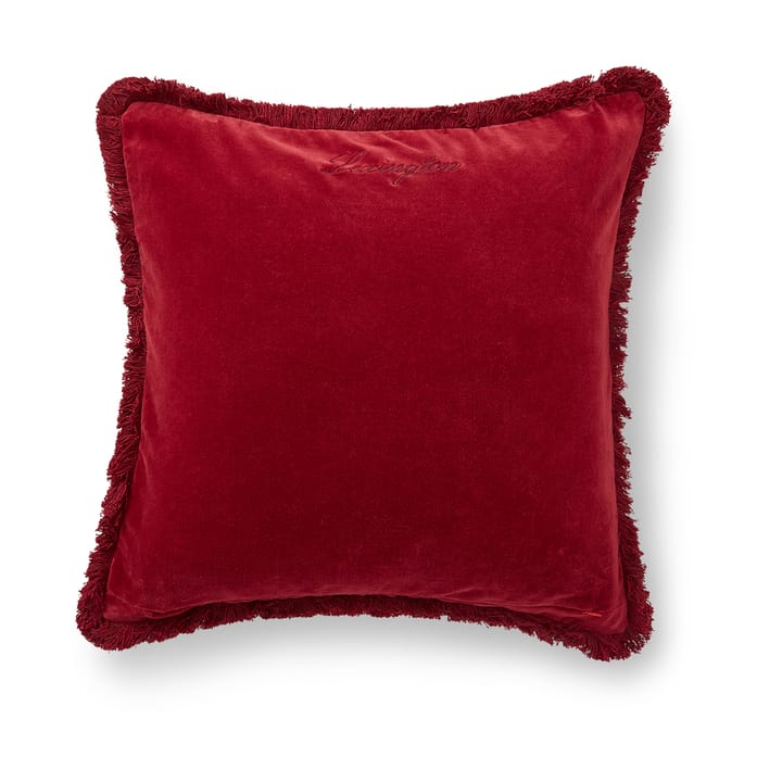 Organic cotton velvet fringe cushion cover 50x50 cm., Red Lexington