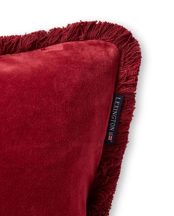 Organic cotton velvet fringe cushion cover 50x50 cm. - Red - Lexington