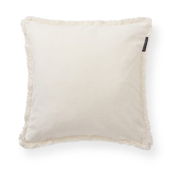 Organic cotton velvet fringe cushion cover 50x50 cm. - White - Lexington