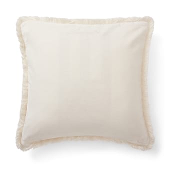 Organic cotton velvet fringe cushion cover 50x50 cm. - White - Lexington