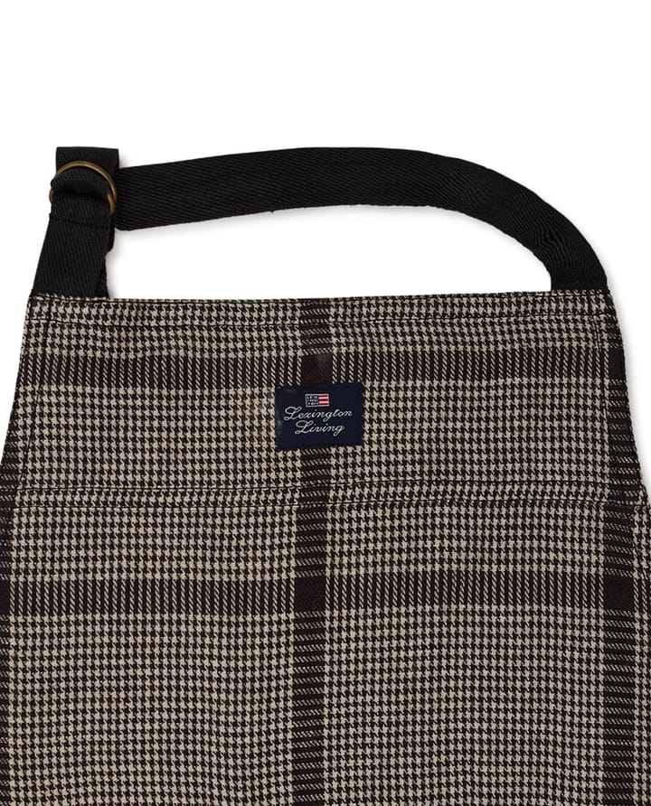 Pepita Check Cotton Linen apron, Dark Grey-beige Lexington