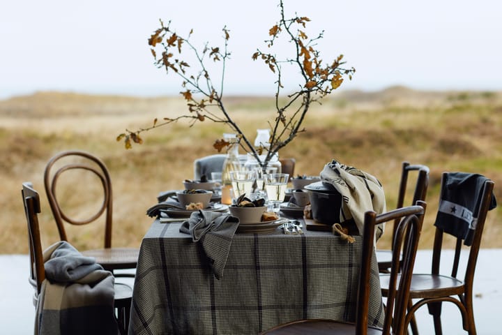 Pepita Check Cotton Linen tablecloth 150x250 cm, Dark Grey-beige Lexington