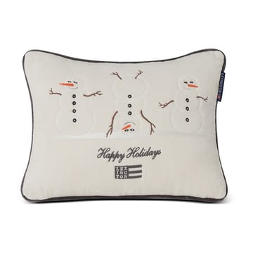 Snowmen Embroidered Cotton Velvet cushion 30x40 cm - White - Lexington