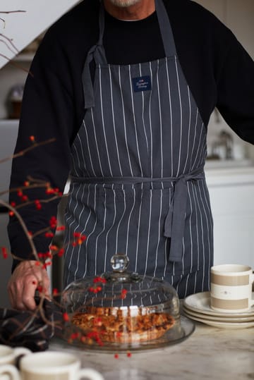 Striped Cotton Linen apron - Dark grey-white - Lexington