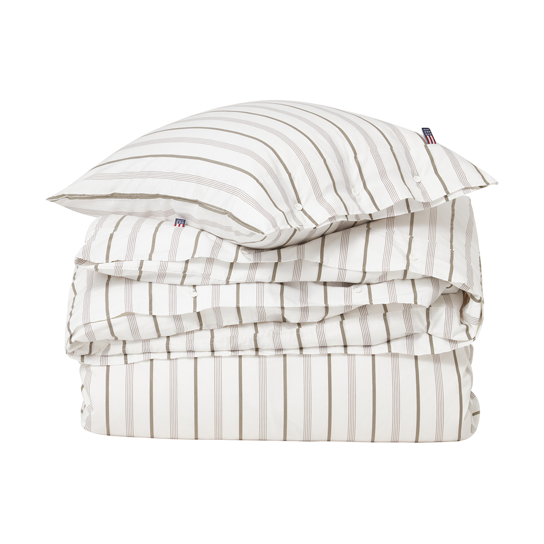 Lexington Striped Cotton Poplin Bedding Set 150x210 cm White