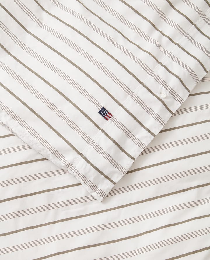 Striped Cotton Poplin Bedding Set 150x210 cm, White Lexington