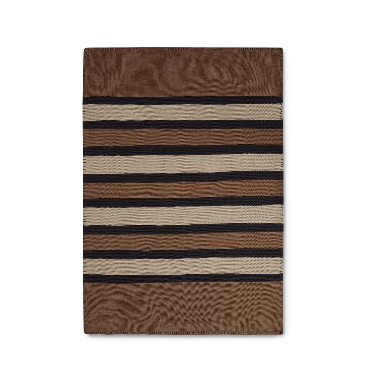 Lexington Striped Knitted Cotton throw 130x170 cm Brown-beige-dark gray