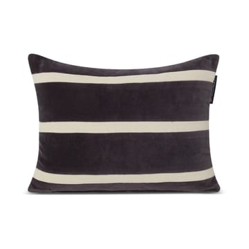 Striped Organic Cotton Velvet cushion 30x40 cm - Dark grey-light beige - Lexington