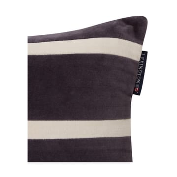 Striped Organic Cotton Velvet cushion 30x40 cm - Dark grey-light beige - Lexington