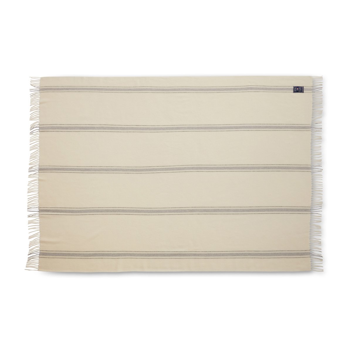 Lexington Striped recycled wool throw 130x170 cm Offwhite-grey