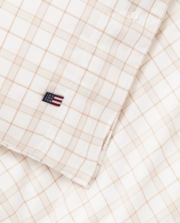 White/Beige Checked Lyocell/Cotton bed set - 50x60 cm, 220x220 cm - Lexington