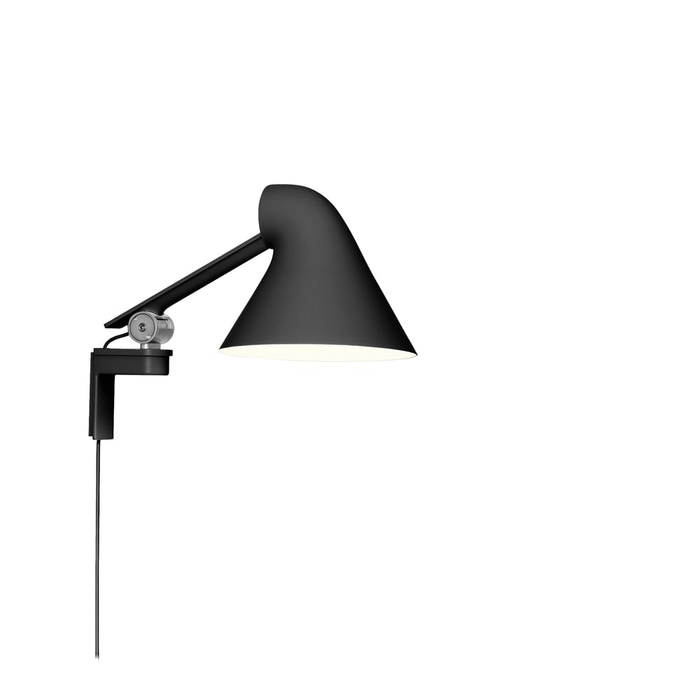 Louis Poulsen NJP wall lamp Black, short arm, LED, 3000k