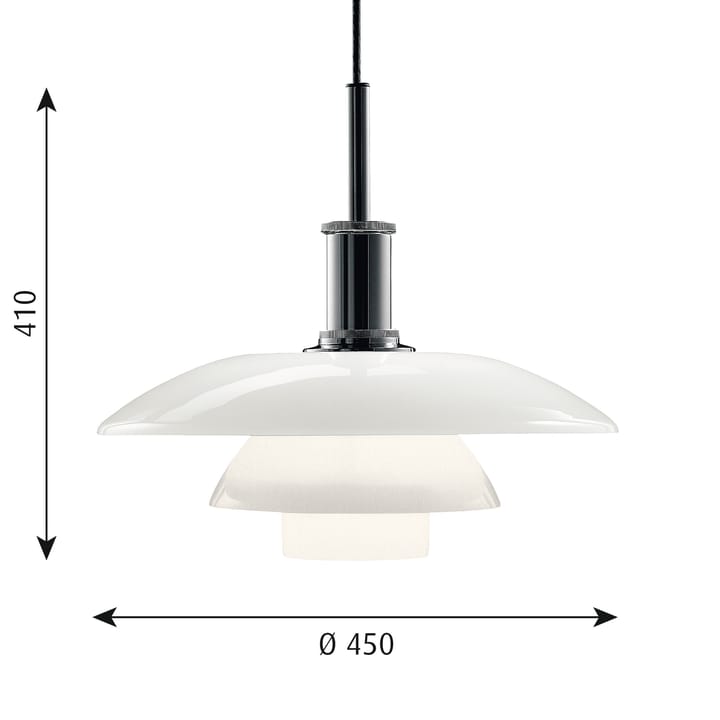 PH 4½-4 opalglass pendant lamp, Chome Louis Poulsen