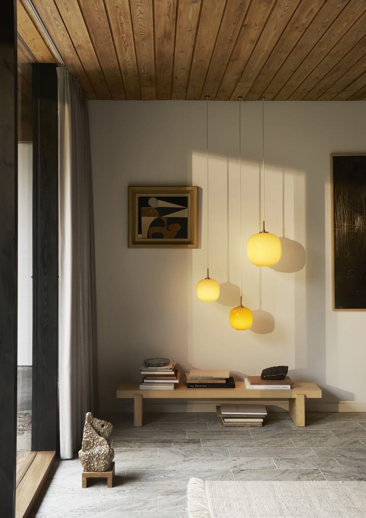 VL45 Radiohus pendant lamp Ø17.5 cm, Brass-amber glass Louis Poulsen