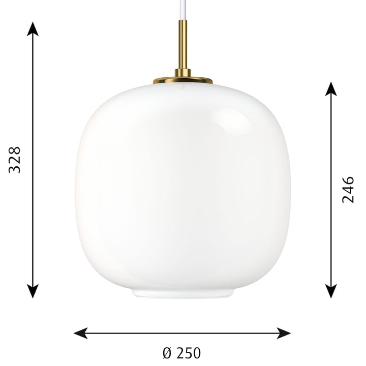 VL45 Radiohus pendant lamp Ø25 cm, Brass-white opal glass Louis Poulsen