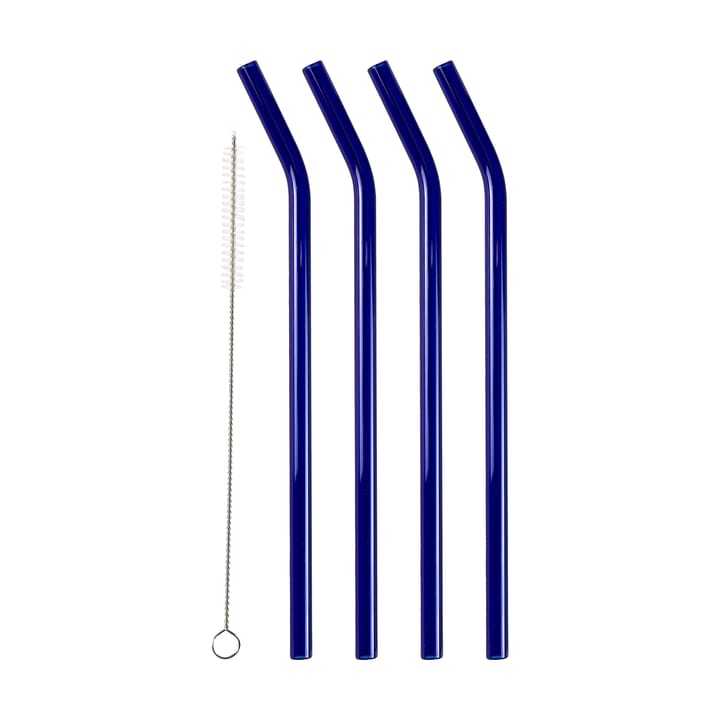 Lyngby Glas straws 21.5 cm 4-pack - Blue - Lyngby Glas