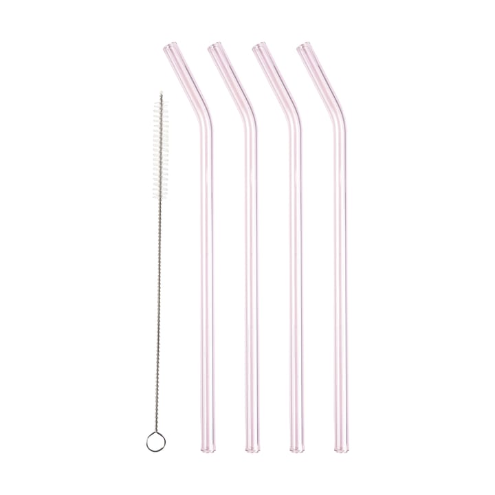 Lyngby Glas straws 21.5 cm 4-pack - Pink - Lyngby Glas