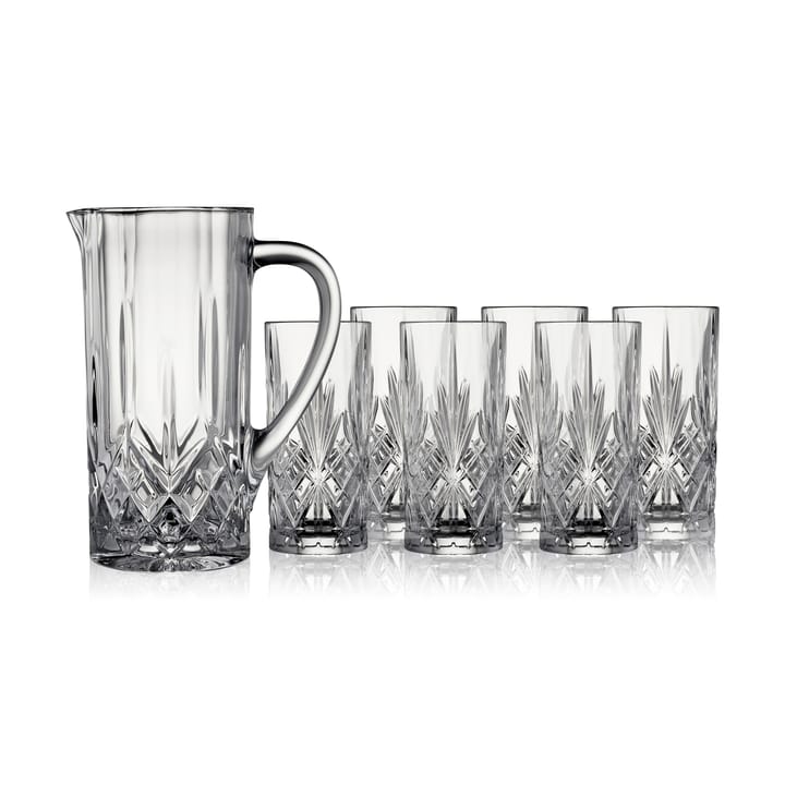 Melodia pot and highball glass 7 pieces, Crystal Lyngby Glas