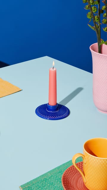 Rhombe candle holder 3 cm - Dark blue - Lyngby Porcelæn