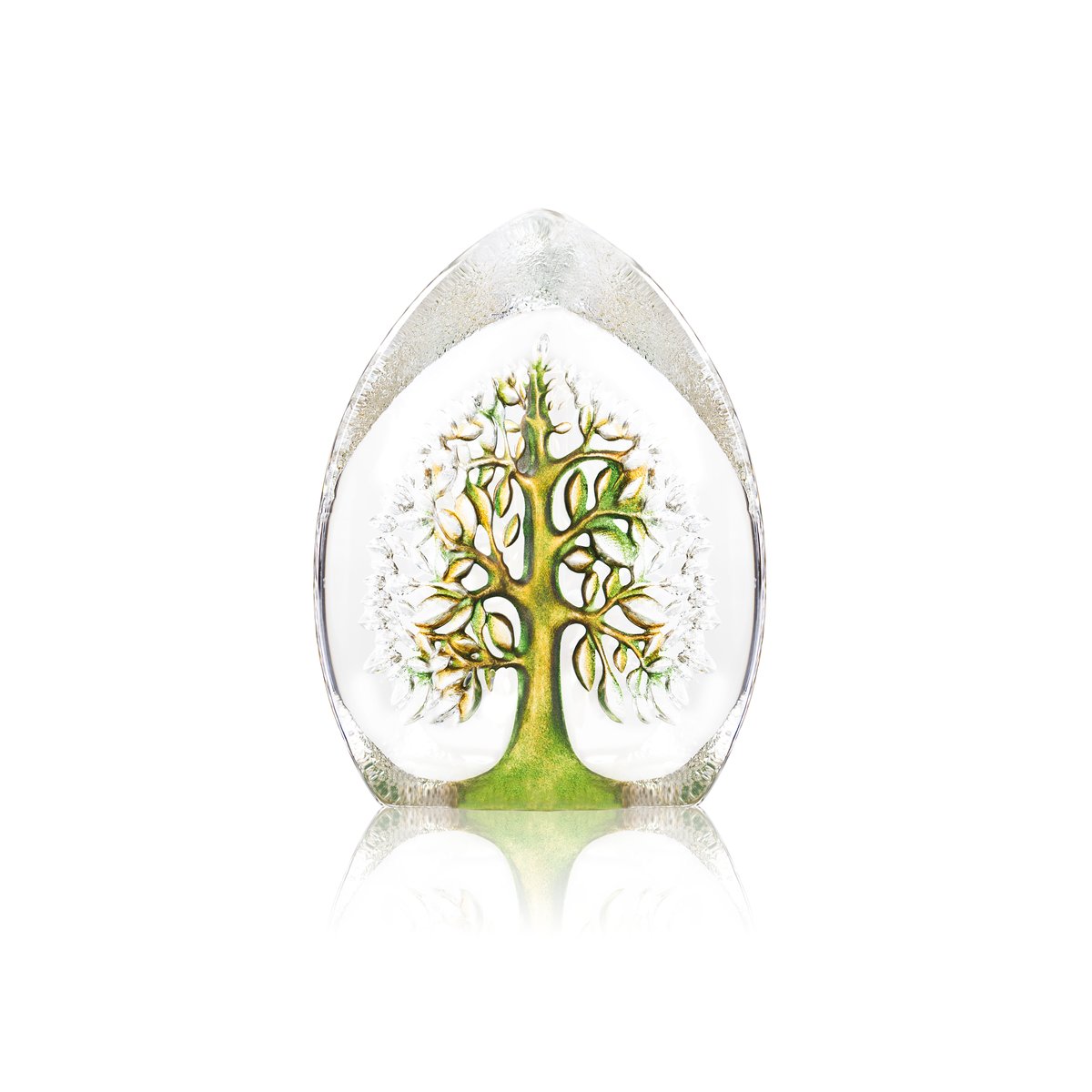 Målerås Glasbruk Yggdrasil glass sculpture green-yellow Small