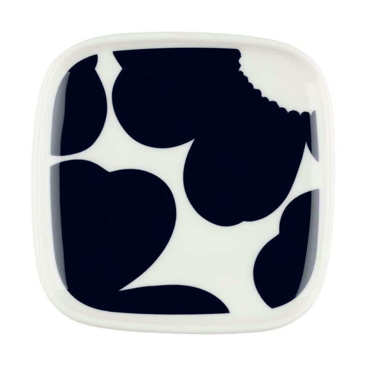 Iso Unikko side plate 10x10 cm - White-dark blue - Marimekko