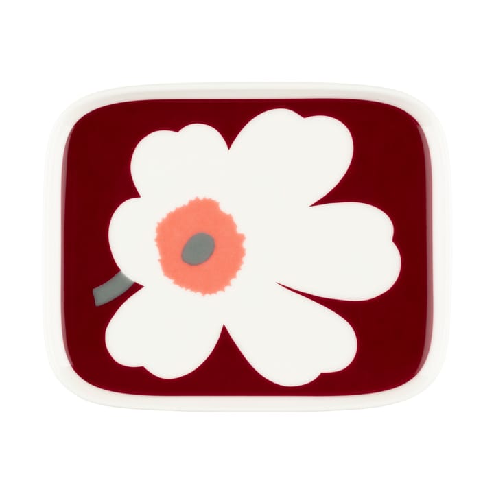 Juhla Unikko plate 12x15 cm, White-dark cherry-ash grey Marimekko