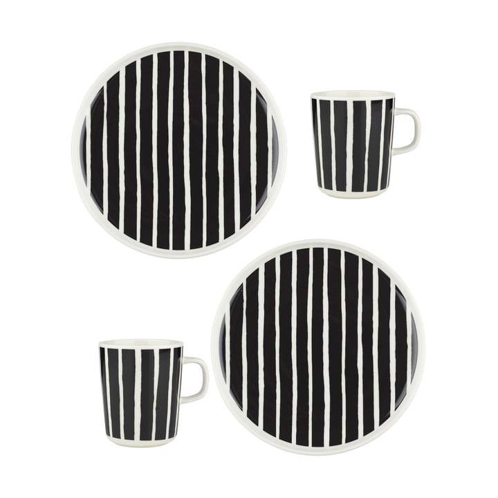 Oiva Piccolo breakfast set 4 pieces - White-black - Marimekko