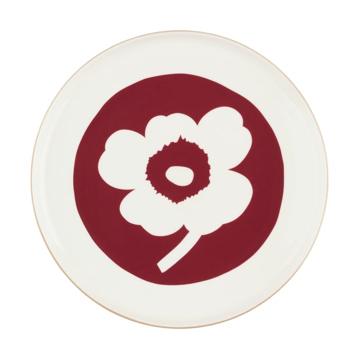 Oiva Unikko plate Ø25 cm - White-dark cherry-brown - Marimekko