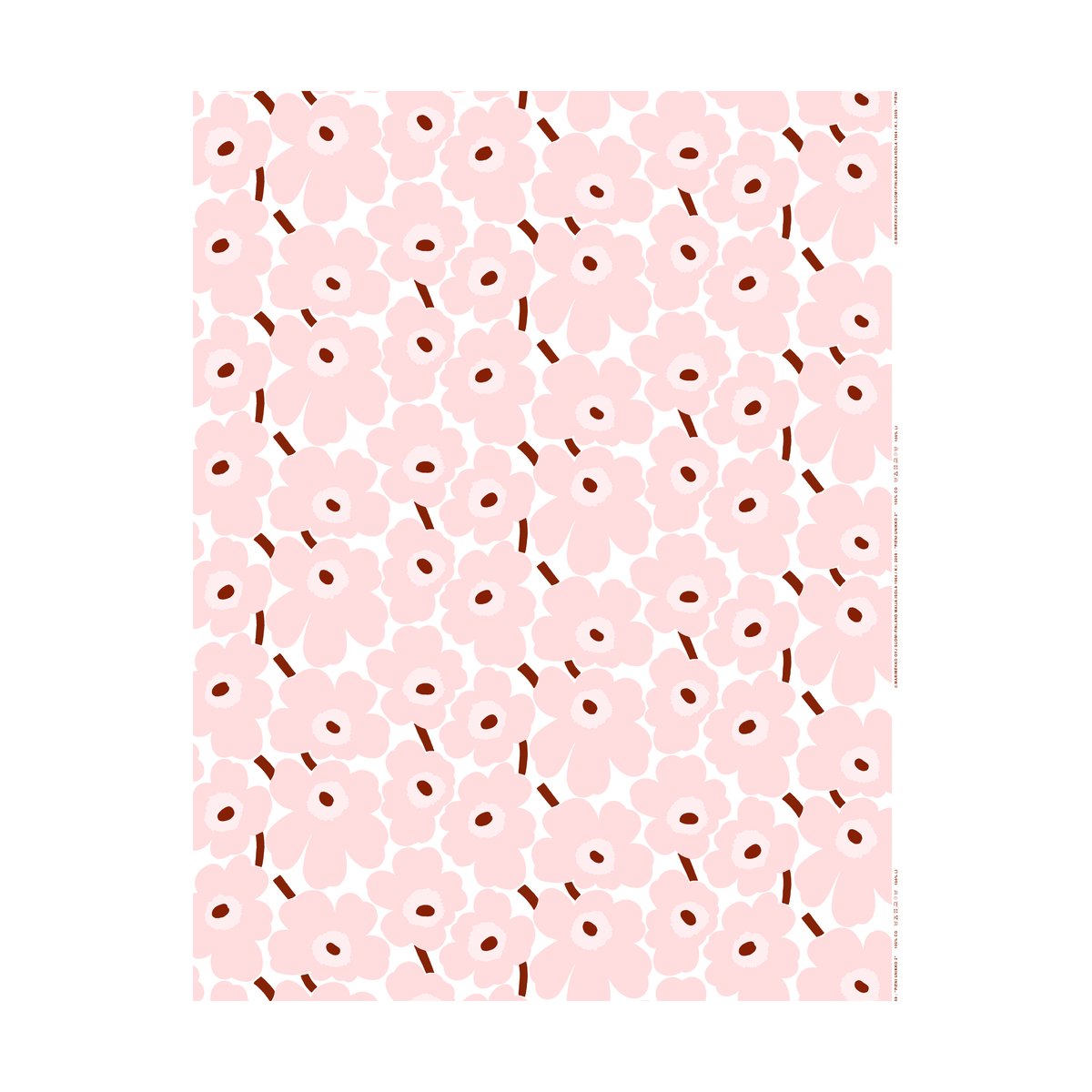 Marimekko Pieni Unikko fabric cotton White-pink-chestnut