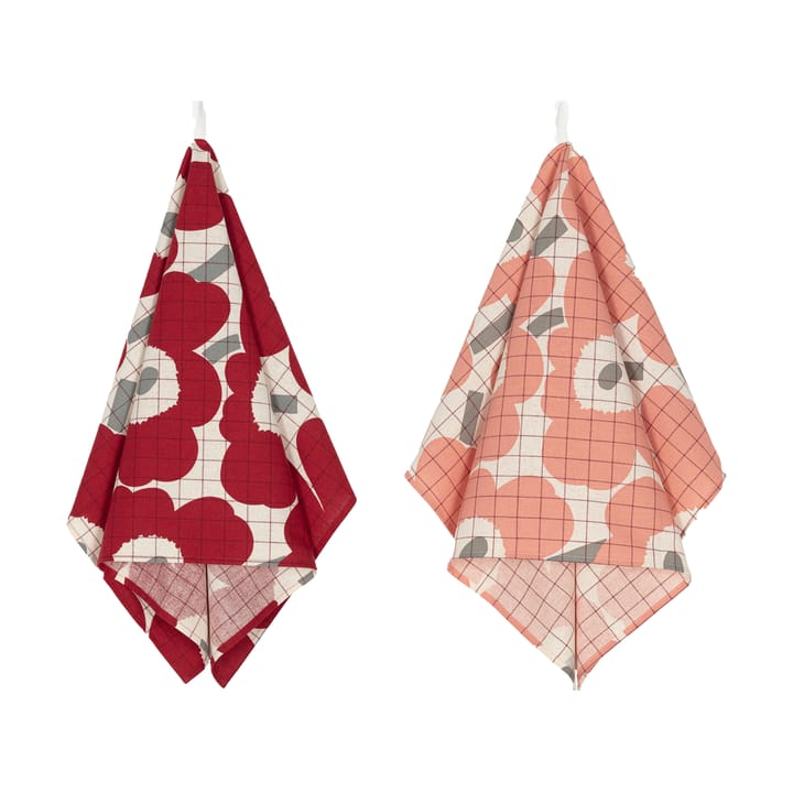 Pieni Unikko tea towel 2-pack, Rose-grey Marimekko