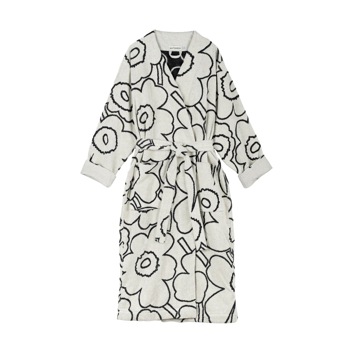 Marimekko Piirto Unikko bathrobe black L