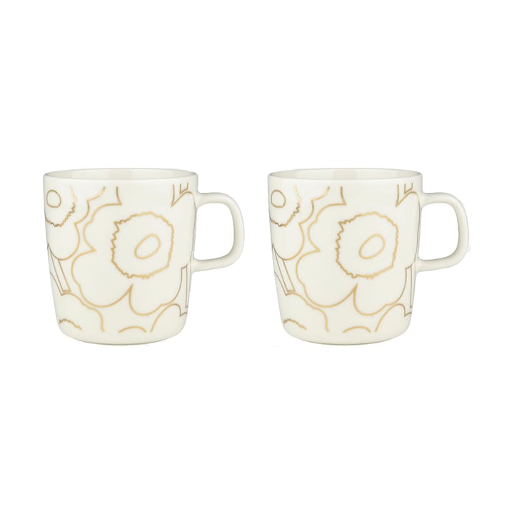 Piirto Unikko mug 4 dl 2-pack, White-gold Marimekko