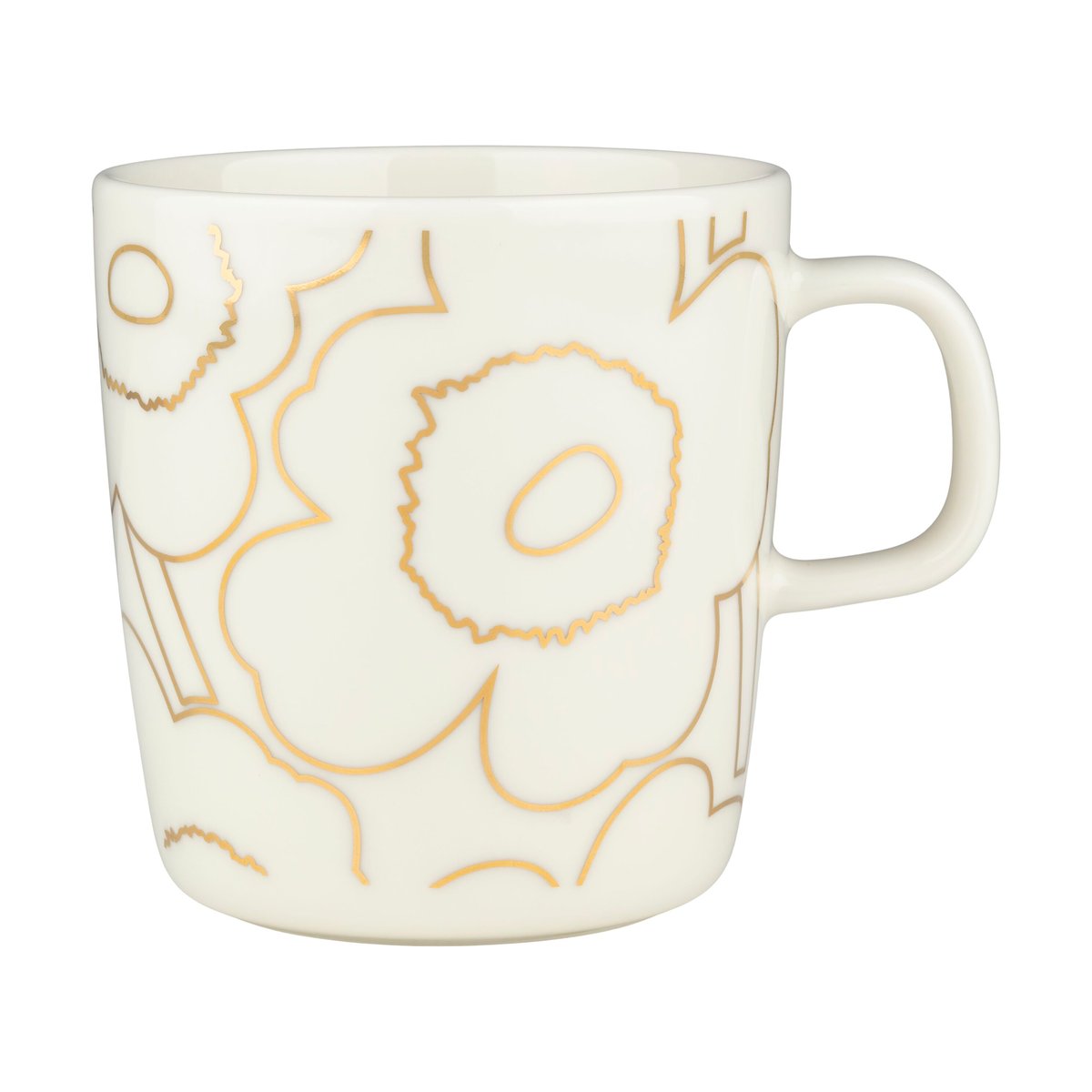 Marimekko Piirto Unikko mug 4 dl White-gold | Scandinavian Design | Coffee cups | White