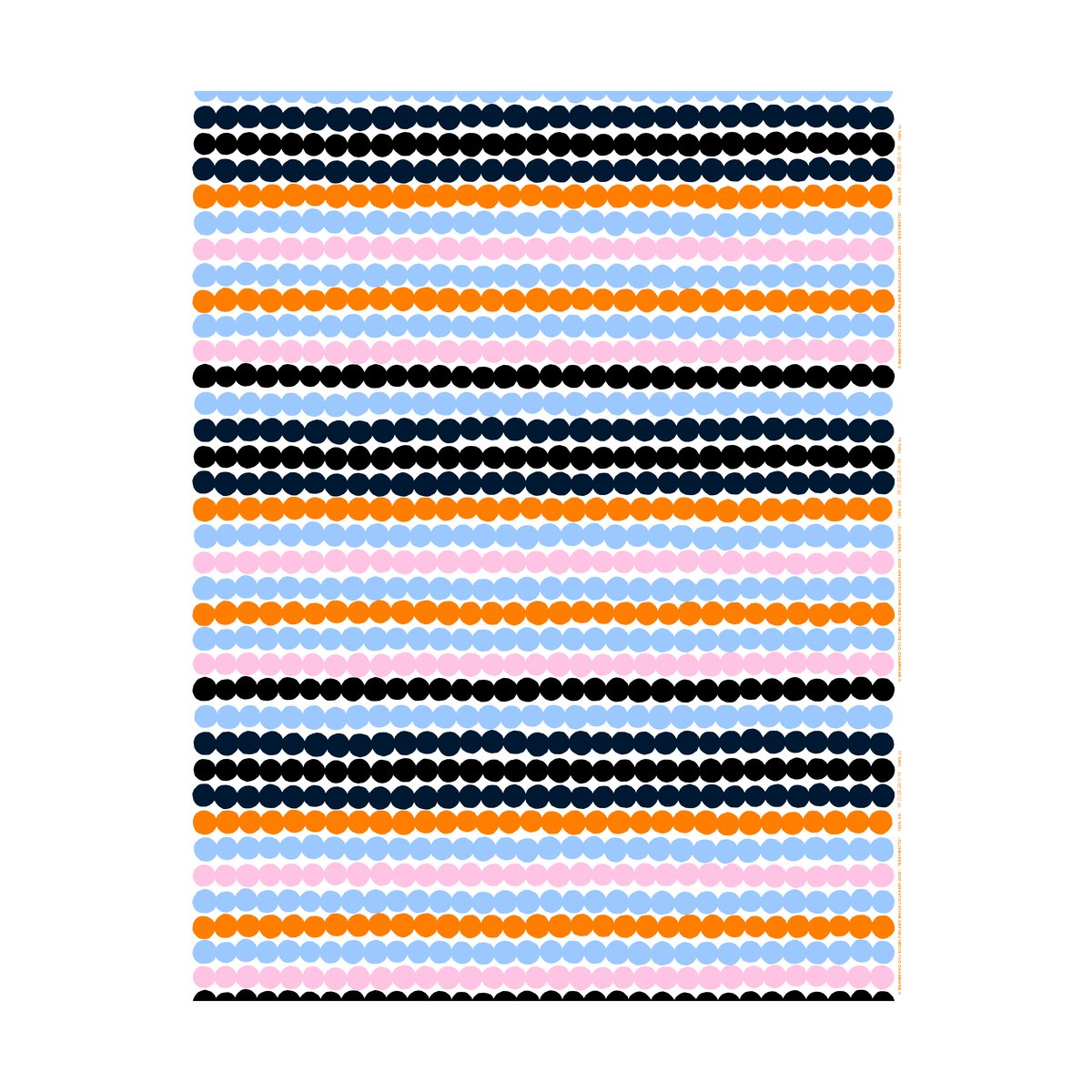 Marimekko Räsymatto fabric White-light blue-orange-pink