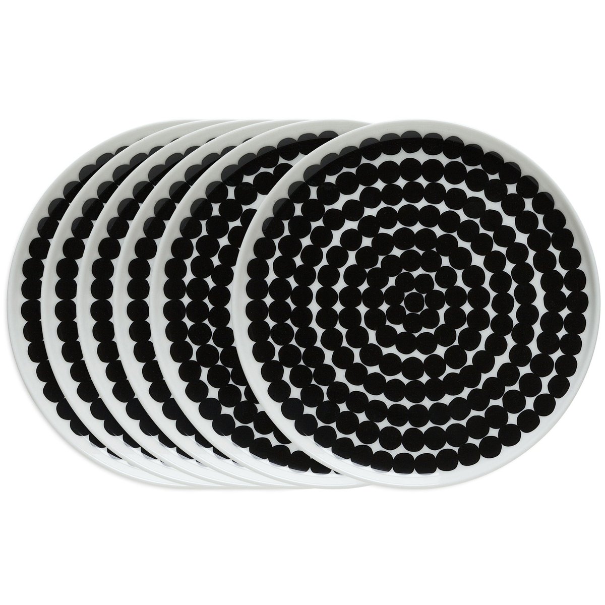 Marimekko Räsymatto plate 20 cm, 6-pack black-white black-white