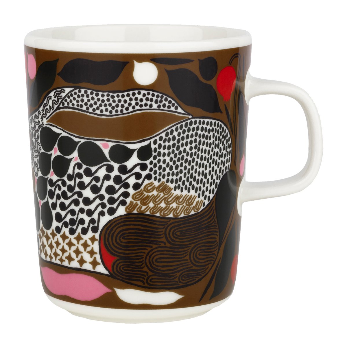 Marimekko Rusakko mug 25 cl white-brown-green-red | Scandinavian Design | Coffee cups | Multi