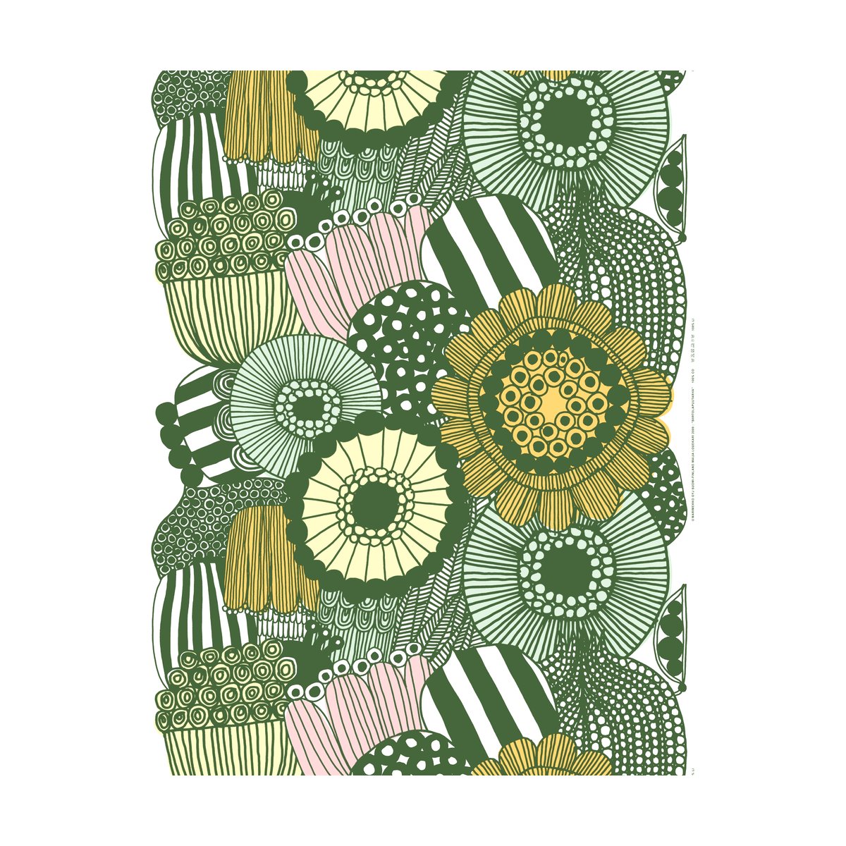 Marimekko Siirtolapuutarha fabric White-green-light yellow-orange