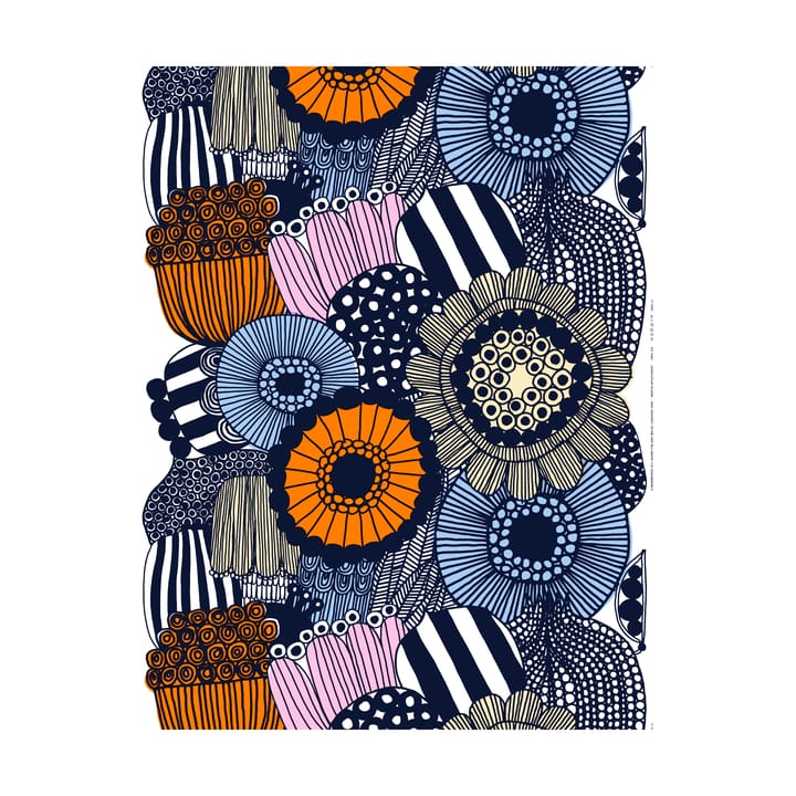 Siirtolapuutarha fabric - White-yellow-orange-light blue - Marimekko