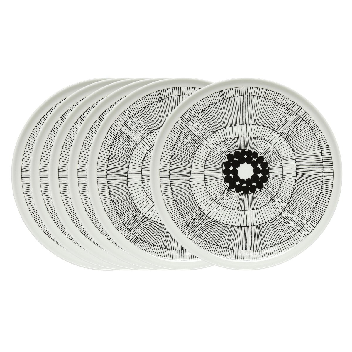 Marimekko Siirtolapuutarha plate Ø 25 cm, 6-pack black-white black-white