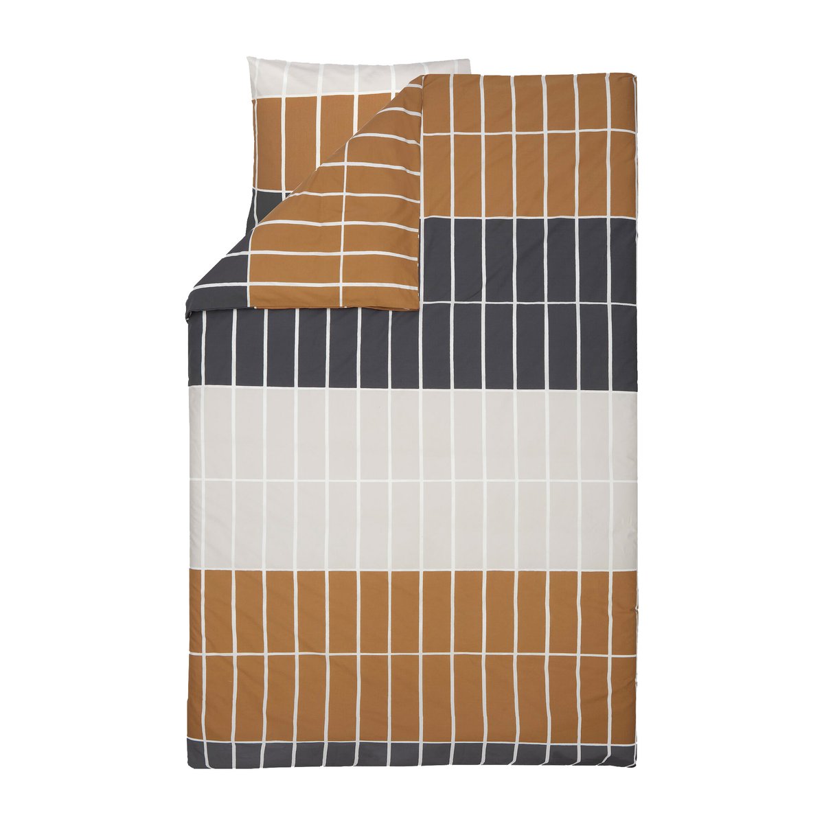 Marimekko Tiiliskivi duvet cover 150x210 cm Dark brown-beige-charcoal