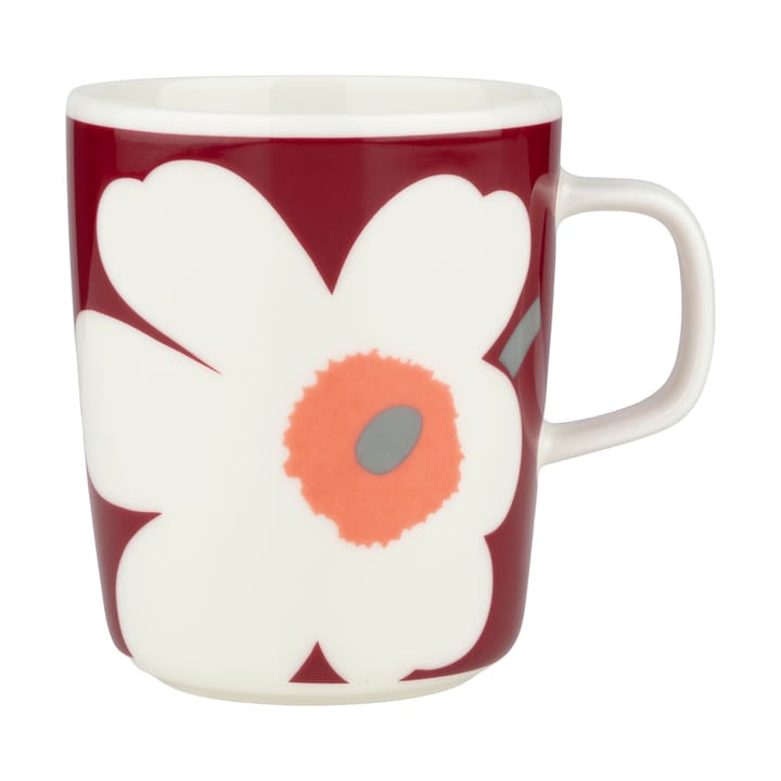 Unikko 60 year anniversary mug 25 cl, White-dark cherry-ash grey Marimekko