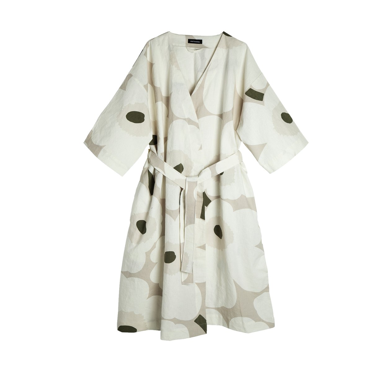 Marimekko Unikko bathrobe Beige-white-green, L/XL