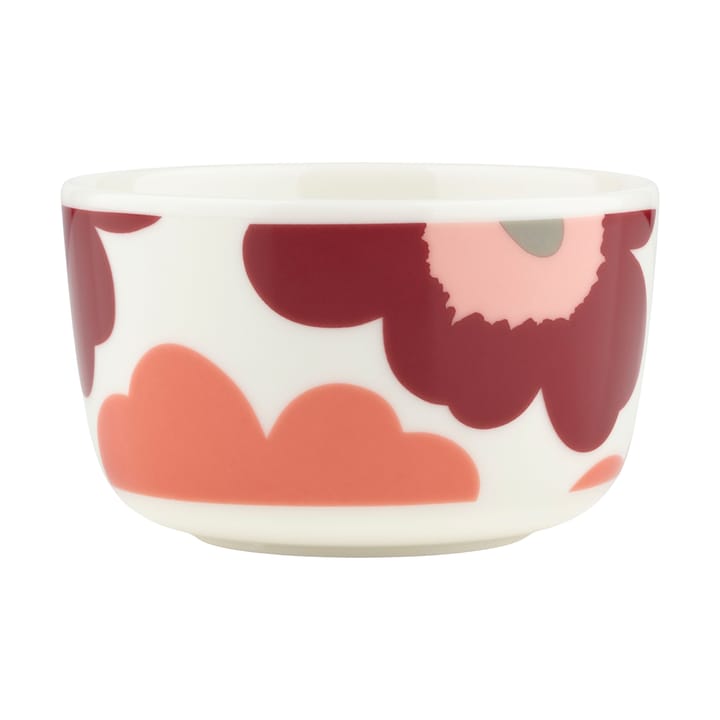 Unikko bowl 2.5 dl, White-dark cherry-salmon red Marimekko