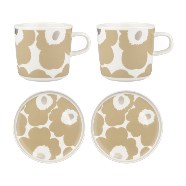 Unikko cup with saucer 20 cl 2 pack - Beige-white - Marimekko