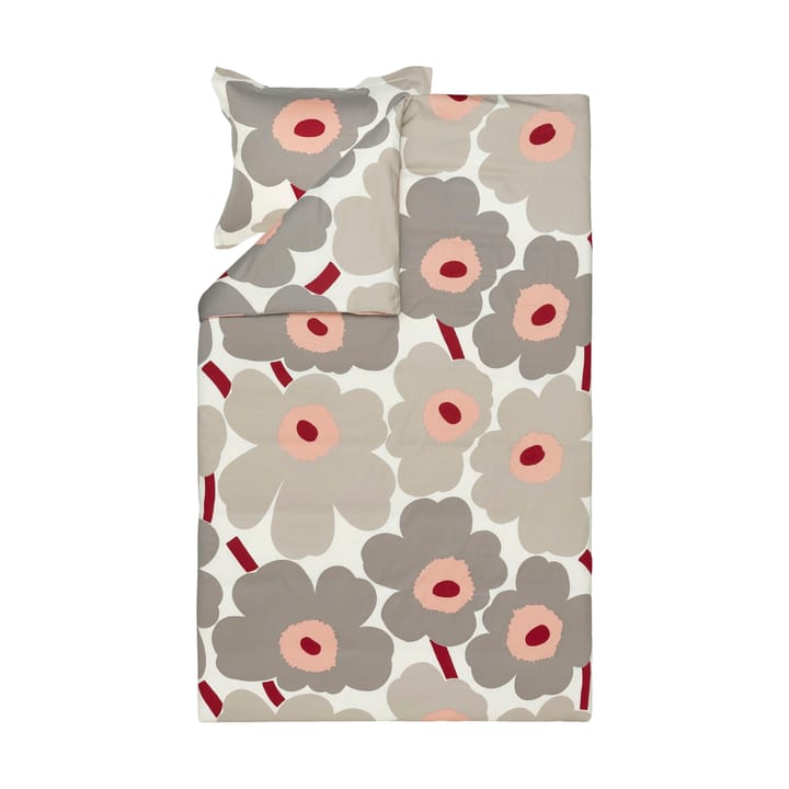 Unikko duvet cover satin 150x210 cm, Off white-warm grey-pink Marimekko