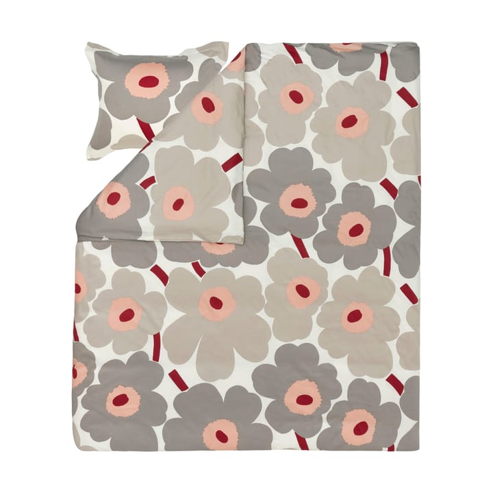 Unikko duvet cover satin 240x220 cm, Off white-warm grey-pink Marimekko